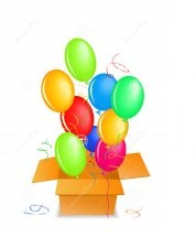 4 Coloured Gas Balloons in a Box
