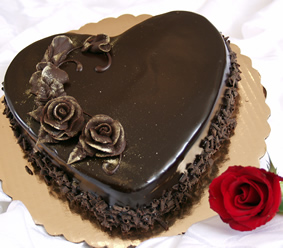 5 Star Heart Chocolate Cake with 1 rose