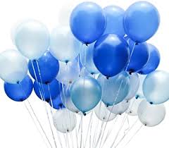 20 Helium gas pre inflated balloons in blue and white