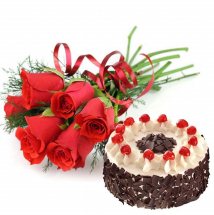  Kg. Black Forest Cake with 6 Red roses