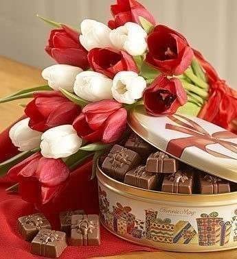 Chocolate box with flowers