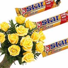 12 Yellow Roses +Three 5 star chocolates