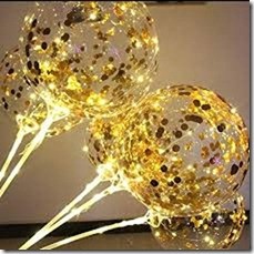 4 Transparent Balloon with gold confetti with LED light