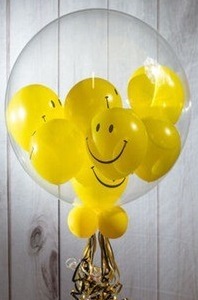 Transparent Balloon inserted with smiley balloons