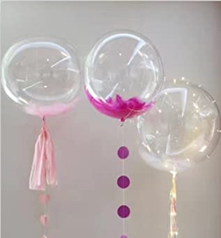 Flower petals stuffed inside 3 clear bubble balloon wrapped with Led light