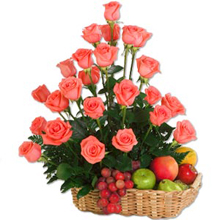 Pink Roses and Fruits