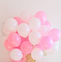 20 White and pink balloons helium gas filled