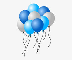 10 gas pre inflated balloons in blue and white