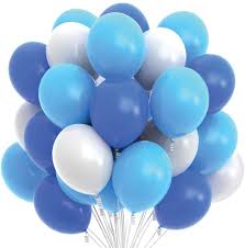 15 Helium gas pre inflated balloons in blue and white