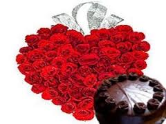 25 Red Roses Heart+2 KgCake