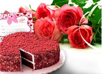 6 Red Roses + 1/2 Kg Red Velvet Cake