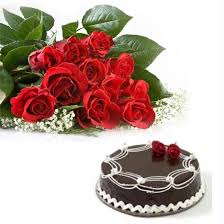 12 Red Roses +1 Kg Chocolate Cake