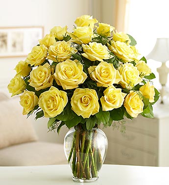 2 Dozen Yellow Roses in Vase