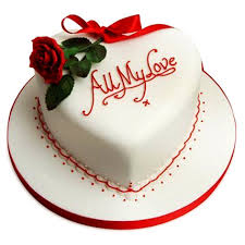 1 Kg chocolate heart White icing ALL MY LOVE and 1 red rose