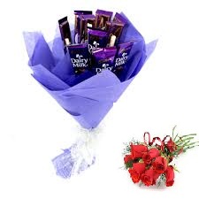 6 Dairy milk chocolate bouquet with 3 Red rose