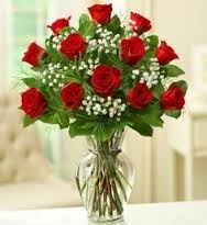 12 Red Roses in Vase