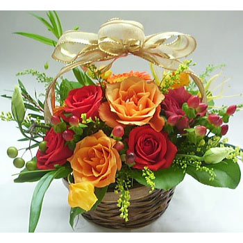 12 Mix Roses Basket