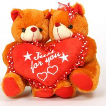 2 Teddies 6 inches each with Valentine Heart