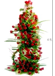 4 feet tall Arrangement of 100 Red Roses