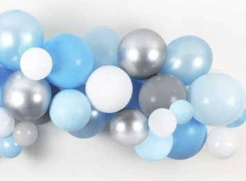 15 Blue White Silver balloon bouquet Air blown