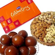 1/2 Kg dryfruits 1/2 Kg Gulabjamun Cadburys Celebration Box