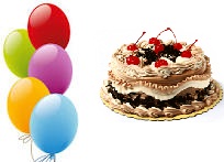 5 Gas Filled Balloons 1/2 Kg black forest cake