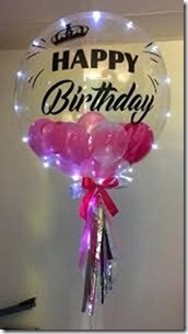 Happy birthday printed Transparent Balloon stuffed with pink balloons