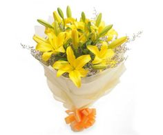 Yellow Lilies with yellow wrapping