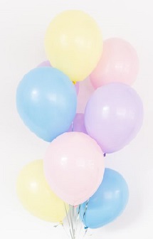 10 gas pre filled balloons in pastel shades