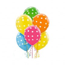 6 Air filled Polka dot balloons