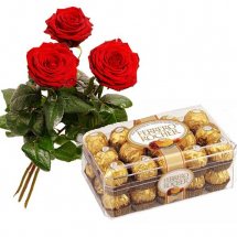 3 Red Roses 16 Ferrero rocher