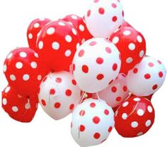 50 Air filled Polka dot red and white balloons