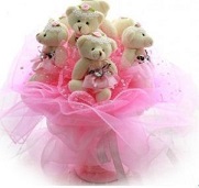 Bouquet of 9 Teddies ( 6 inches each)