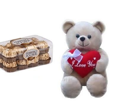 Box of 24 pieces Ferrero rochers with 6 inches teddy