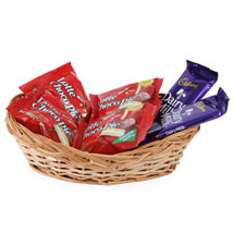 Assorted chocolates in a basket