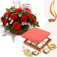 Half Kg Sweets and 12 Roses Basket