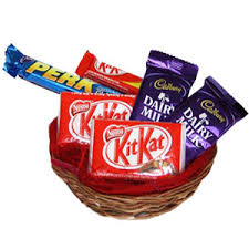 Assorted chocolates in a basket